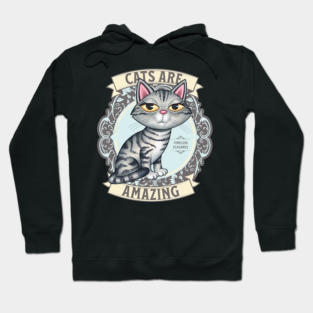 Cute Gray Kitty Cat on Silver Cats are Amazing Hoodie by Danny Gordon Art